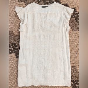Embroidered White Ruffle Sleeve Ralph Lauren Dress New never worn size 16
